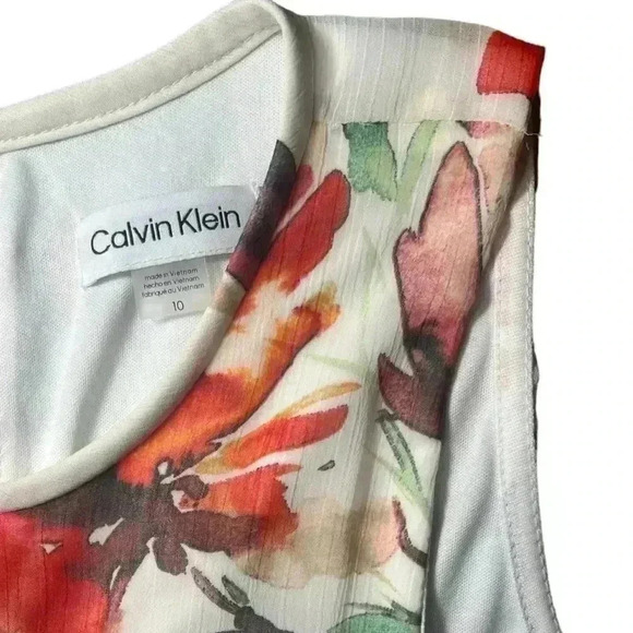 Calvin Klein floral print trapeze shift orange - Picture 9 of 13